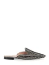 ALBERTA FERRETTI GREY MULES WITH EMBROIDERIES IN LEATHER AND ACETATE WOMAN