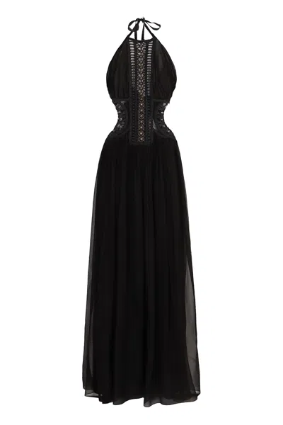 Alberta Ferretti Alberta Ferreti Embroidered Tulle Dress In Black