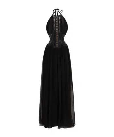 Alberta Ferretti Alberta Ferreti Embroidered Tulle Dress In Black