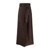 Alberta Ferretti Embroidered Wool And Silk Skirt In Brown