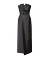 Alberta Ferretti Embroidered Wool Silk Bustier Dress In Gray