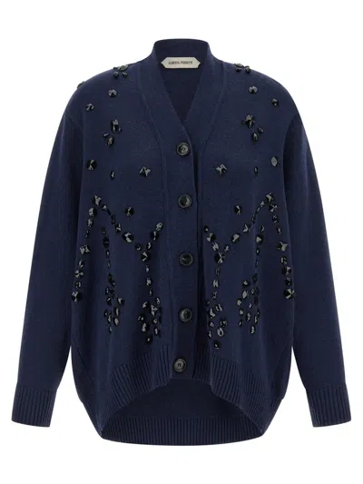 Alberta Ferretti Embroidery Cardigan In Blue
