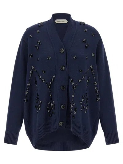 Alberta Ferretti Embroidery Cardigan Sweaters And Cardigans Blue