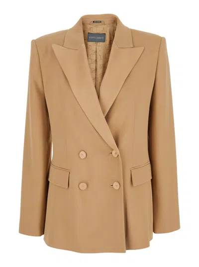 ALBERTA FERRETTI 'ENVER' BEIGE DOUBLE-BREASTED JACKET WITH POINTED LAPELS