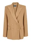 Alberta Ferretti 'enver' Beige Double-breasted Jacket With Pointed Lapels In Tech Fabric Blend Woman In Pink