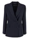Alberta Ferretti Blazer Structured Shoulder Flap Pockets In Blue