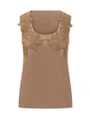 Alberta Ferretti Lace Ramage Enver Satin Top