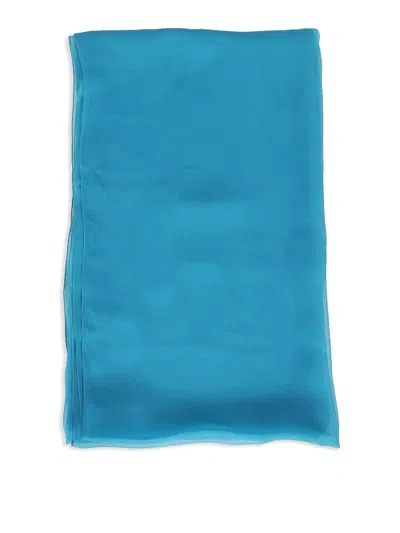 Alberta Ferretti Turquoise Silk Voile Stole In Blue