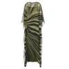 Alberta Ferretti Womens Fantasy Green Abstract-print Chiffon-texture Relaxed-fit Silk Maxi Dress