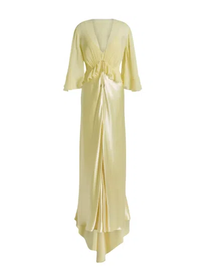 Alberta Ferretti Evening Dresses And Women's Ceremony  - Gloss Satin Dress - Yellow