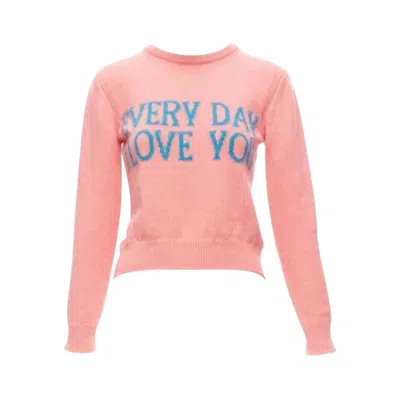 Pre-owned Alberta Ferretti Everyday I Love You Pink Blue Cashmere Cropped Sweater It36 Xs