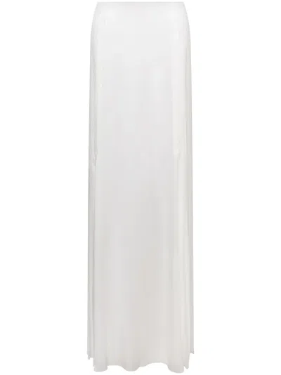 Alberta Ferretti Extra-long Straight Skirt In White