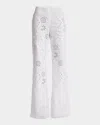 Alberta Ferretti Embroidered And Cut-out Design Trousers In Cotton In White