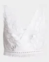 Alberta Ferretti Eyelet Embroidered Sleeveless Crop Top In White
