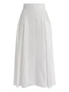 Alberta Ferretti Eyelet Midi Skirt In White