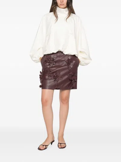 Alberta Ferretti Faux Leather Mini Skirt In Brown