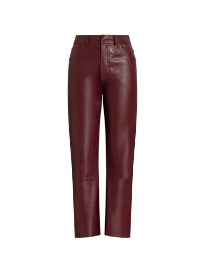 Alberta Ferretti Faux Leather Trousers In Burgundy