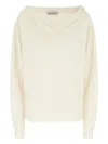 Alberta Ferretti Wool Sweater With Button Detail And Dropped Shoulders In White