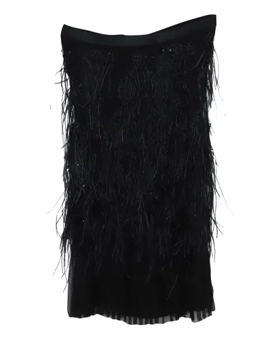 Alberta Ferretti Feather Detail Skirt In Black Polyamide