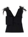 Alberta Ferretti Alberta Ferreti Elegant Top With Feathers In Black