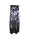 Alberta Ferretti Feather-print Maxi Skirt In Multi