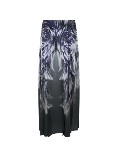 Alberta Ferretti Feather-print Maxi Skirt In Multi