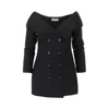 Alberta Ferretti Shoulder Exposed Tailored Double-breasted Jacket In Black