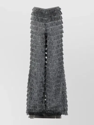 Alberta Ferretti Fil Coupe Trousers Wide Leg Fringe In Gray