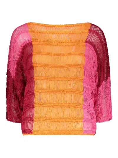 Alberta Ferretti Finge-detailing Blouse In Orange