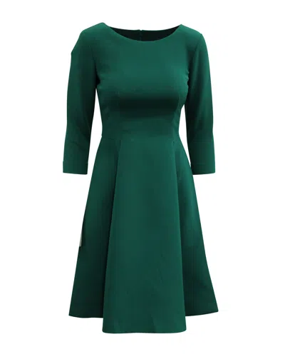 Alberta Ferretti Fit And Flare Dress In Green Silk