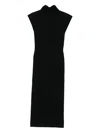 Alberta Ferretti Fitted Midi Dress With Cap Sleeves In Black
