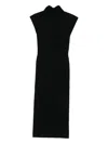 Alberta Ferretti Fitted Midi Dress With Cap Sleeves In Black