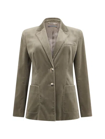Alberta Ferretti Fitted Notched-collar Blazer In Gray