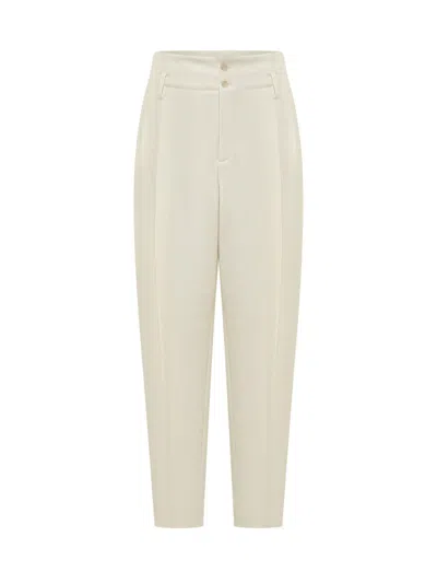 Alberta Ferretti Flanella Wool Trousers In White