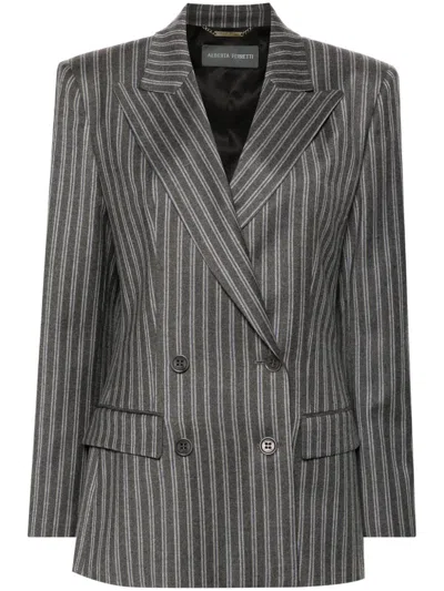 ALBERTA FERRETTI FLANNEL DOUBLE-BREASTED BLAZER