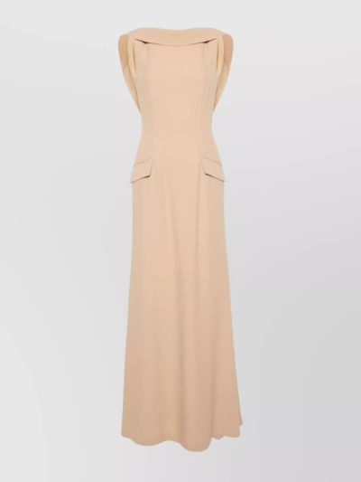 Alberta Ferretti Ruffled Flared Maxi Dress In Neutrals