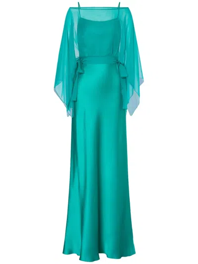 ALBERTA FERRETTI FLARED MAXI DRESS