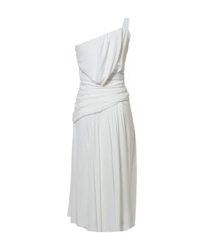 Alberta Ferretti Flared Midi Dress In White
