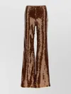 Alberta Ferretti Brown Pants With All-over Sequins In Tech Fabric Woman