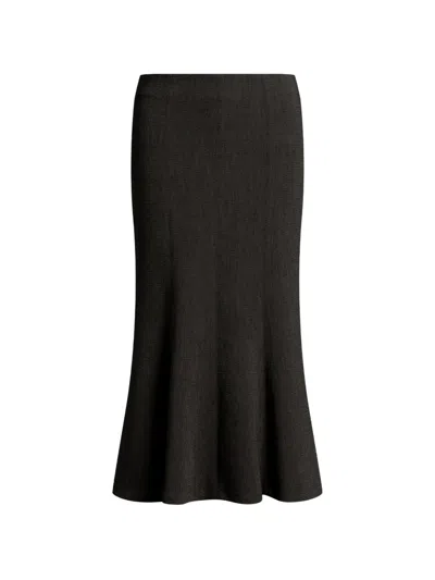 Alberta Ferretti Flared-hem Midi Skirt In Black
