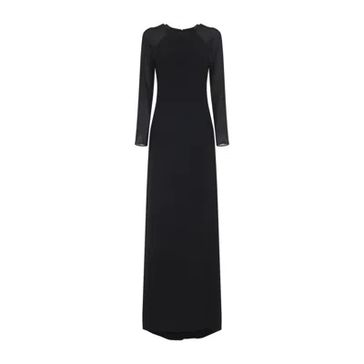 ALBERTA FERRETTI FLOOR-LENGTH BLACK DRESS WITH SHEER SLEEVES