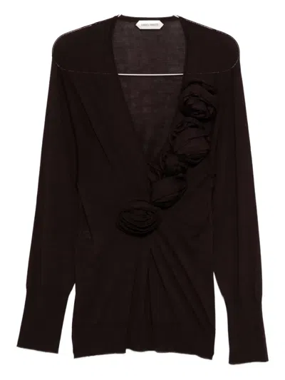 Alberta Ferretti Floral-appliqué Blouse In Red