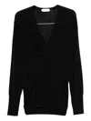 Alberta Ferretti Floral-appliqué Cardigan In Black