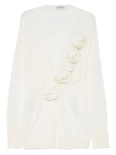 Alberta Ferretti Floral-appliqué Sweater In Neutral