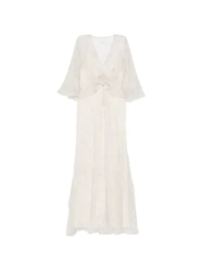 Alberta Ferretti Floral-detail Maxi Dress In White