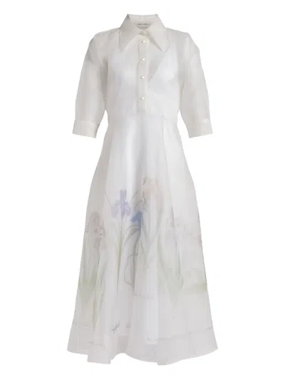 Alberta Ferretti Floral Dress In White