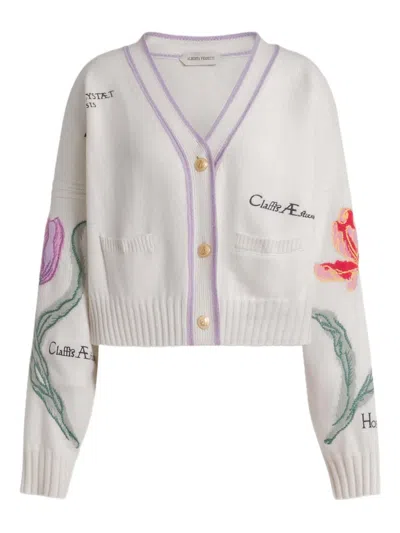 Alberta Ferretti Floral Embroidered Cardigan In Neutral