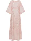 Alberta Ferretti Floral-embroidered Gown In Pink