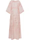 Alberta Ferretti Floral-embroidered Gown In Pink