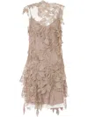 Alberta Ferretti Lace Short Dress In Beige In Neutrals